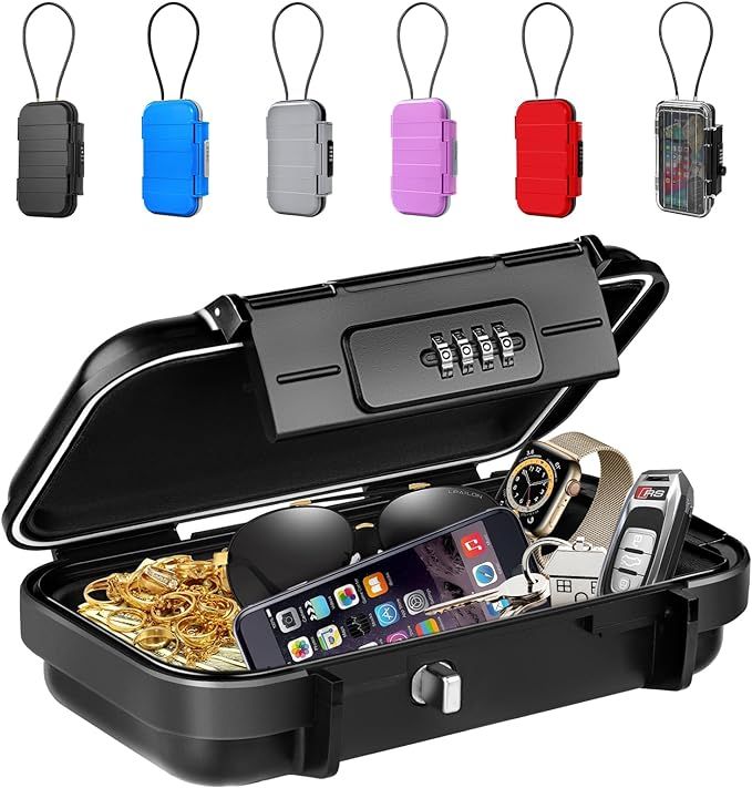 BKNOOU Travel Safe Lock Box,Portable Safe for Travel,Anti-Theft Beach Safe Box Waterproof Small C... | Amazon (US)