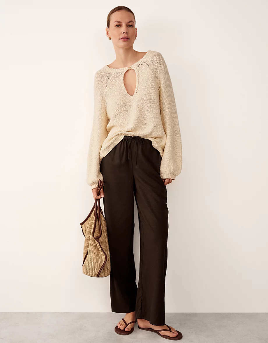 Cotton Rich Slub Keyhole Detail Jumper | Jumpers & Cardigans | The ... | The White Company UK & ROW