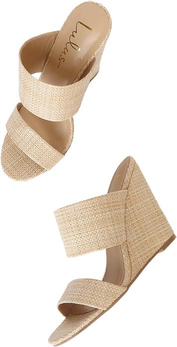 Lulus Women's Biava Raffia Wedge Sandals | Amazon (US)