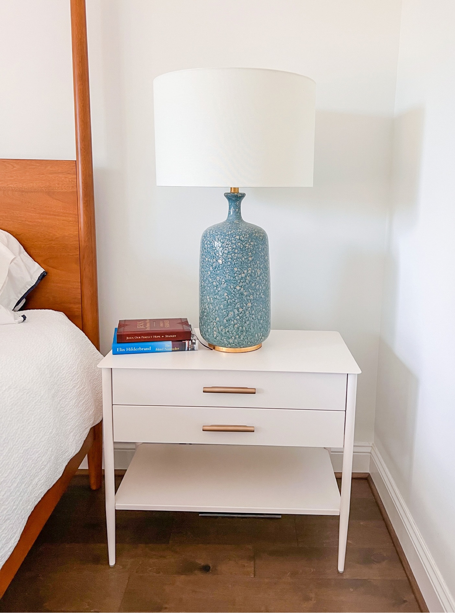 My blue table lamp is discounted just slightly right now! It’s definitely one of my favorite splurges we’ve ever made for our house, and snagging it on sale would be clutch! These white nightstands come in a set of two for under $900, or you can buy them individually. I love the gold hardware and the modern sleek design!

#LTKhome #LTKsalealert