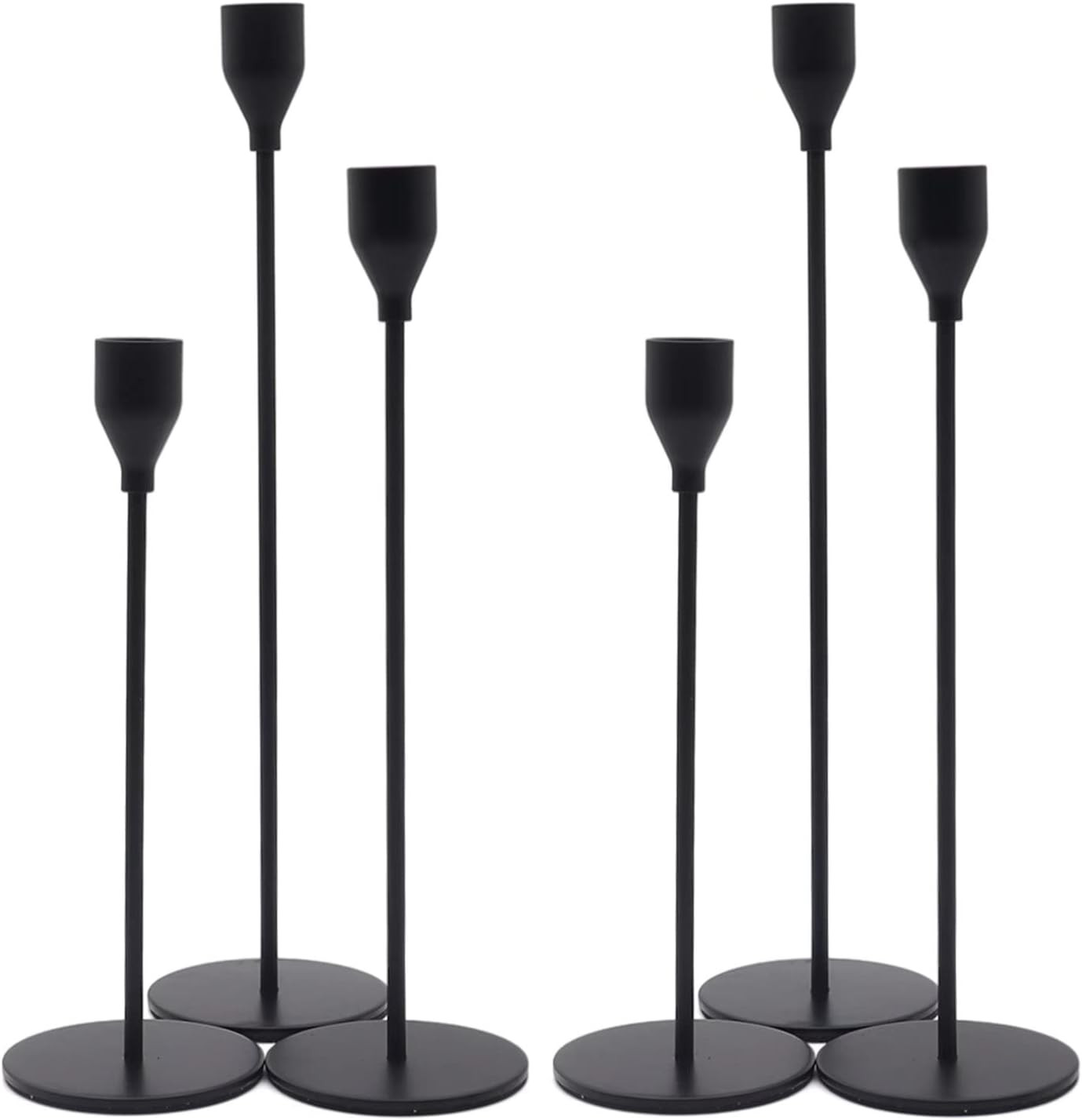 Denique Candlestick Holders 2 Sets, 6 PCS Matte Black Taper Candle Holders, Candlestick Holders S... | Amazon (US)