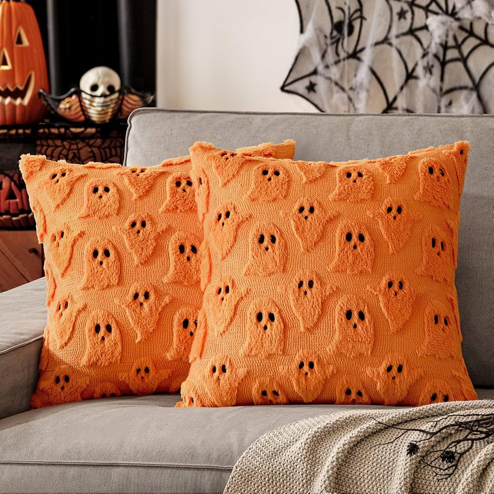 MIULEE Halloween Pillow Covers Cute Ghost Spooky Throw Pillows Set of 2 Soft Plush Faux Fur Fall ... | Amazon (US)