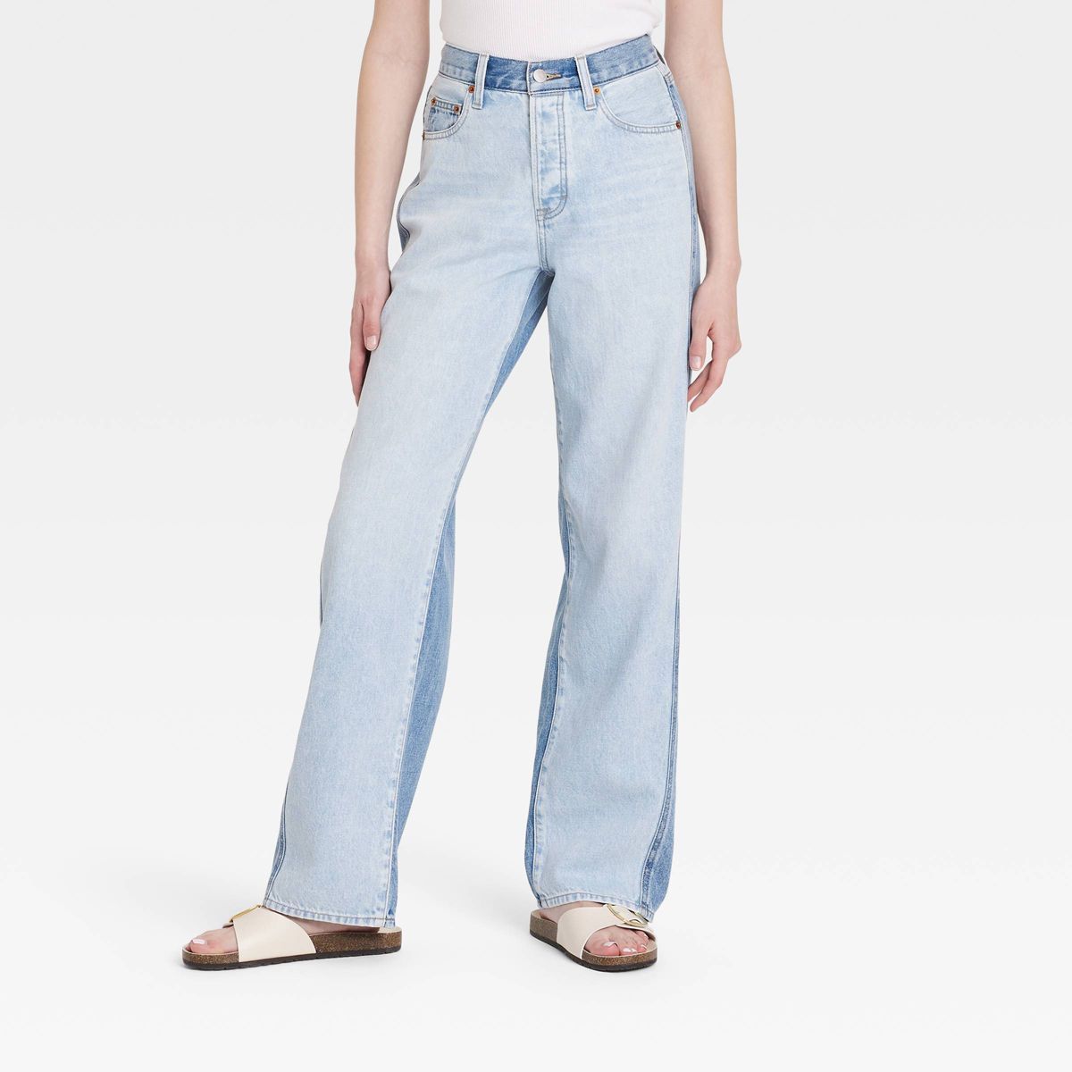 Women's Mid-Rise 90's Baggy Two Tone Jeans - Universal Thread™ Light Wash | Target