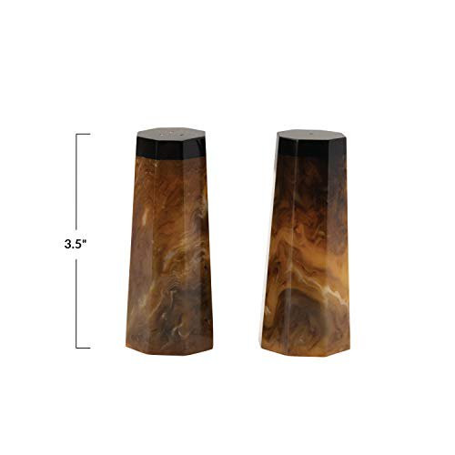 Creative Co-Op Resin, Horn Finish, Set of 2 Salt & Pepper Shaker, 3.5", Multi Color | Walmart (US)