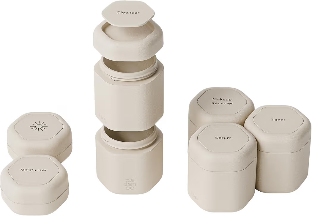 Cadence Travel Containers - Full Skincare Set - Magnetic Containers with Lids,Carry On Travel Ess... | Amazon (US)
