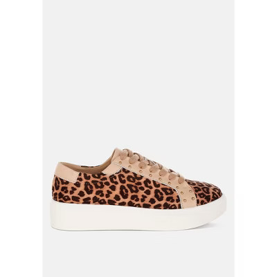 Rag & Co Womens Flippin Studded Leopard Print Chunky Sneakers 10 | Target