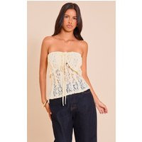 Petite Lemon Fitted Lace Bandeau Top | PrettyLittleThing US