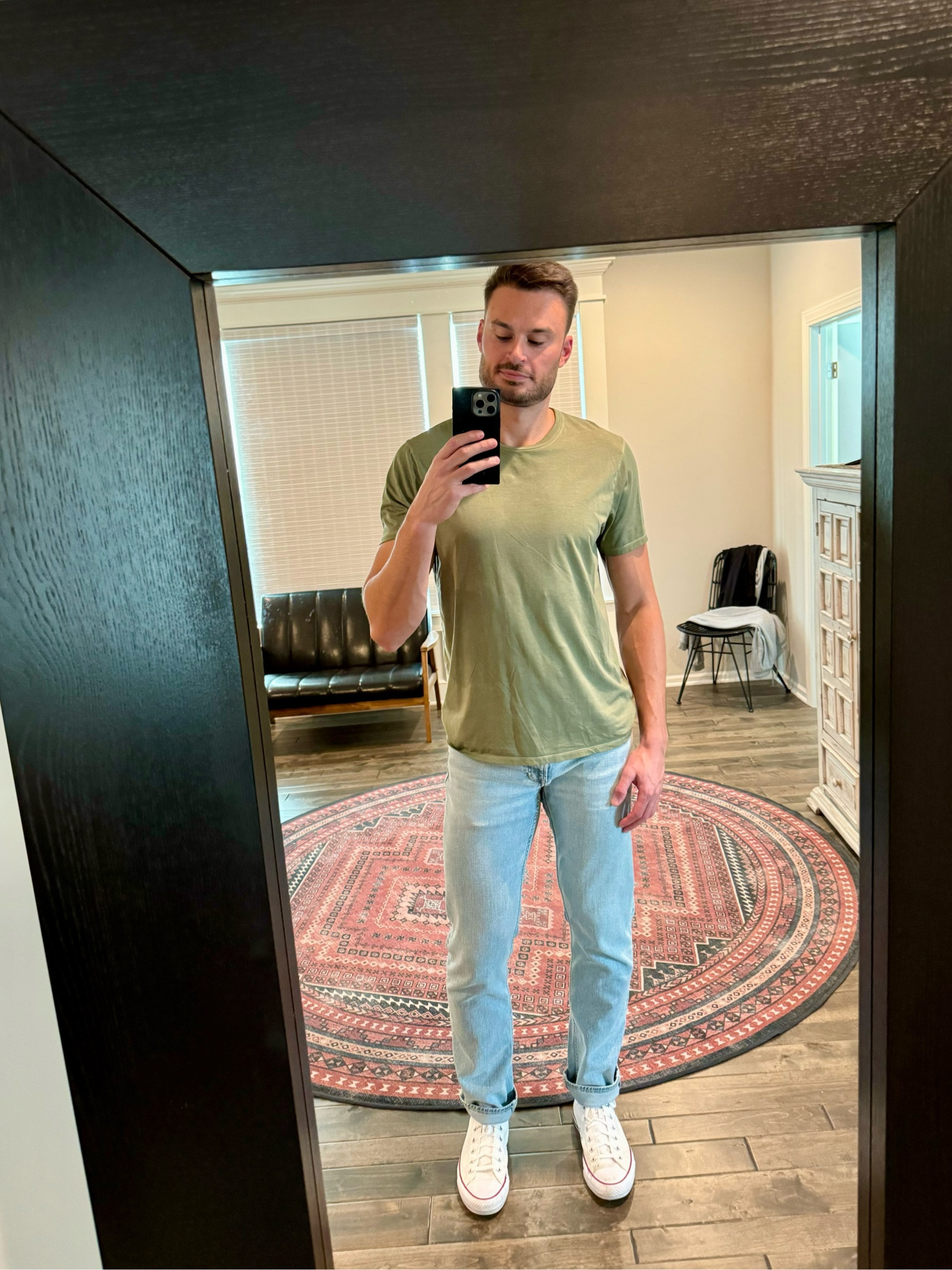 Easy spring outfit. I’m 6’4’’ and wear a Large T shirt - 32x34 pants - size 12 sneakers. Perfect comfortable outfit for warmer spring weather. I have this T-shirt in so many colors. It’s a staple in my closet! Also, nothing will ever beat the original Chuck Taylor All Star shoe. Nothing. ❤️💙🤍

#LTKSeasonal #LTKstyletip #LTKmens