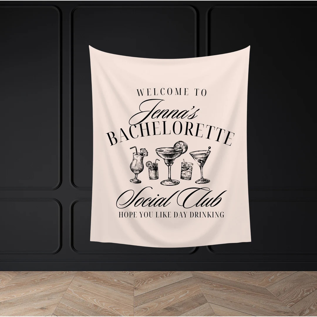 Bachelorette Social Club Sign, Custom Banner for Luxury Bachelorette Party, Upscale Preppy Aesthe... | Etsy (US)