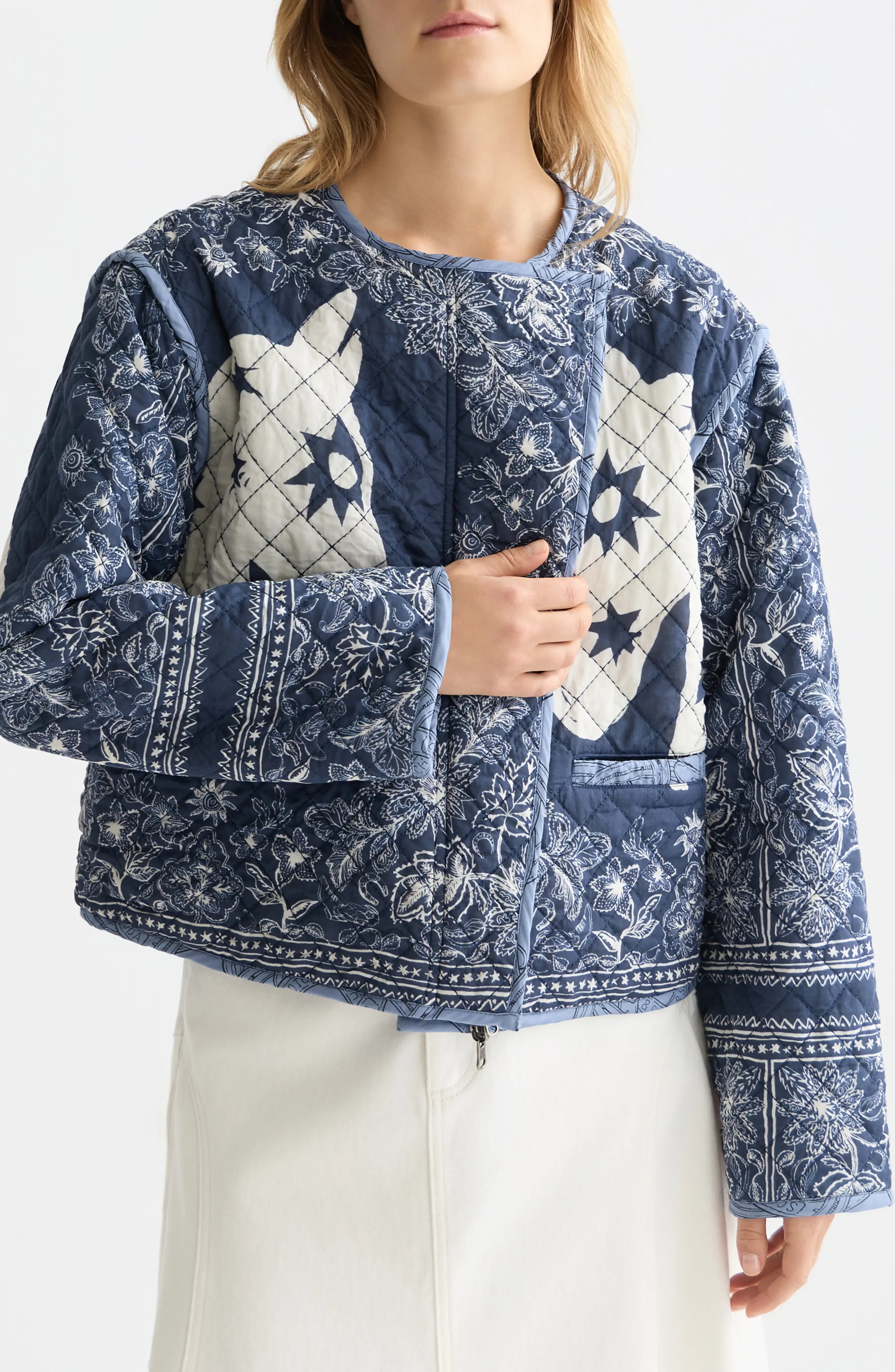 Scotch & Soda Reversible Quilted Jacket in Horse Bandana Dress Blues at Nordstrom, Size X-Large | Nordstrom