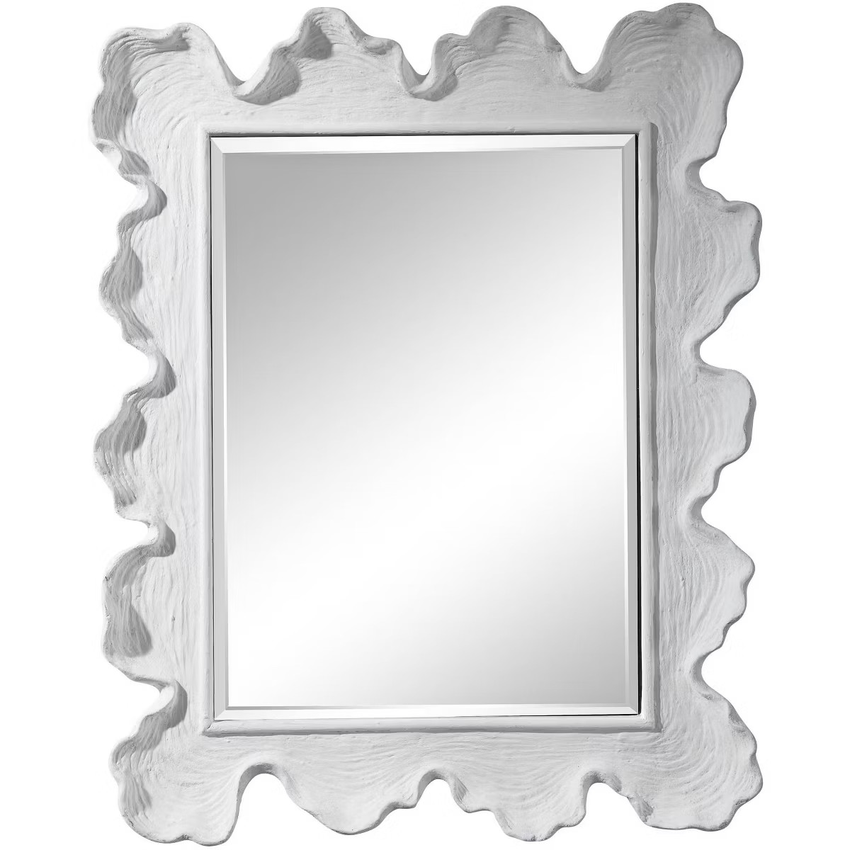 Uttermost Rectangular Vanity Decorative Wall Mirror Coastal Beveled Matte White Silver Frame 27 1... | Target
