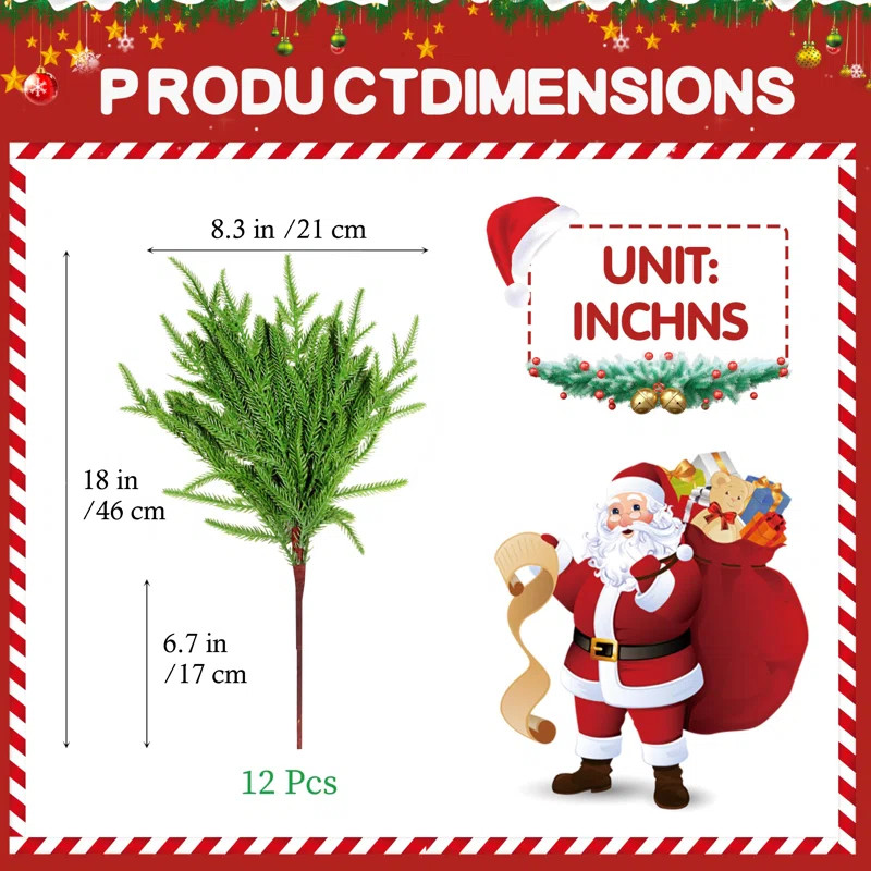 12 Pcs Artificial Norfolk Pine Branches Plants Decor | Wayfair North America