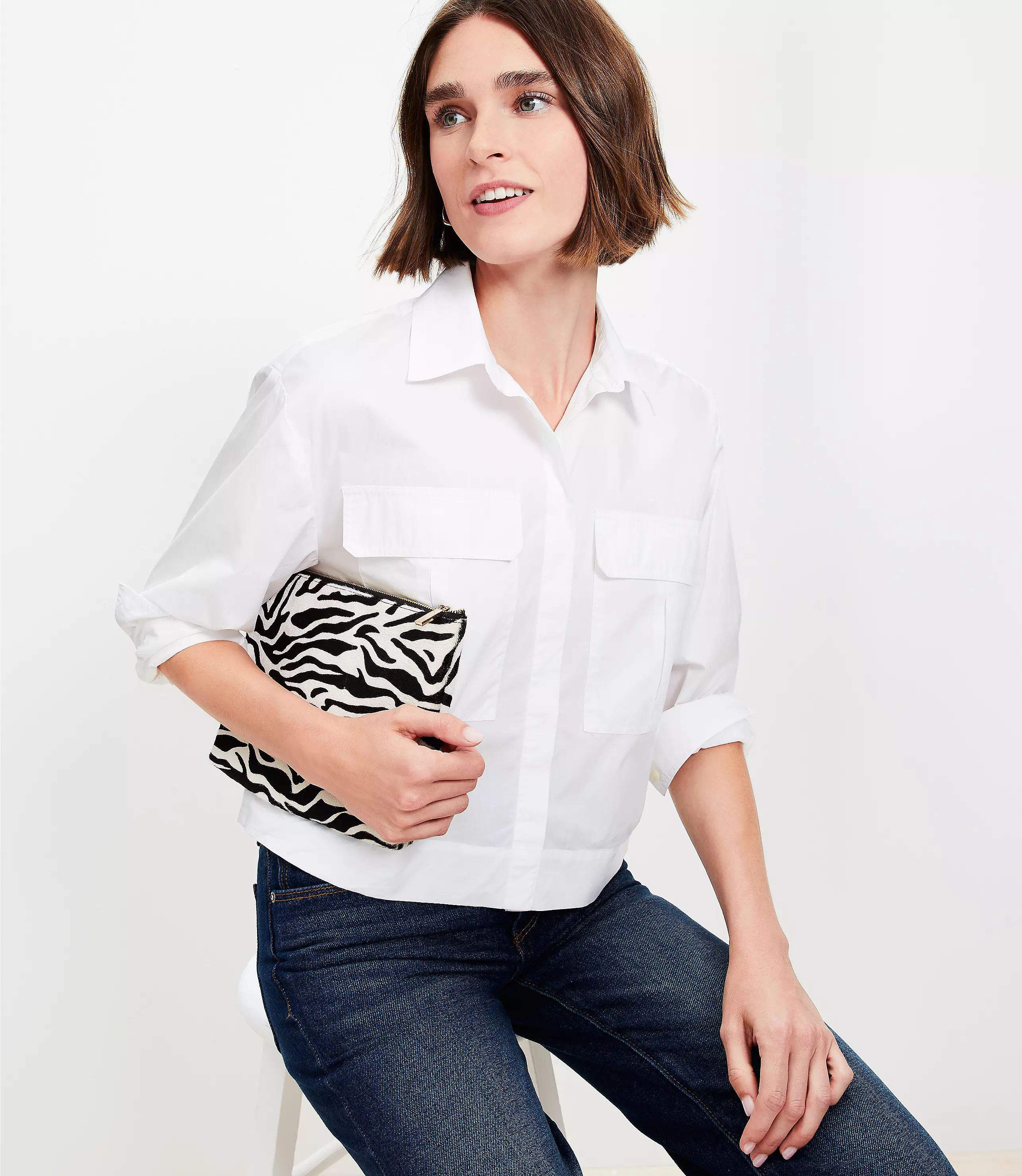 Poplin Modern Utility Shirt | LOFT