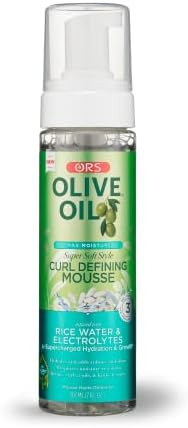 Olive Oil Max Moisture Super Soft Style Curl Defining Mousse infused with Rice Water & Electrolytes for Supercharged Hydration & Growth (7.0 oz) | Amazon (US)