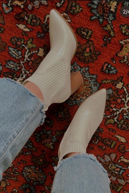 The white booties of your dreams! These pointed toe ankle boots are comfortable all day long and are currently on sale for 30% off! 

#LTKfindsunder50 #LTKsalealert #LTKxPrime