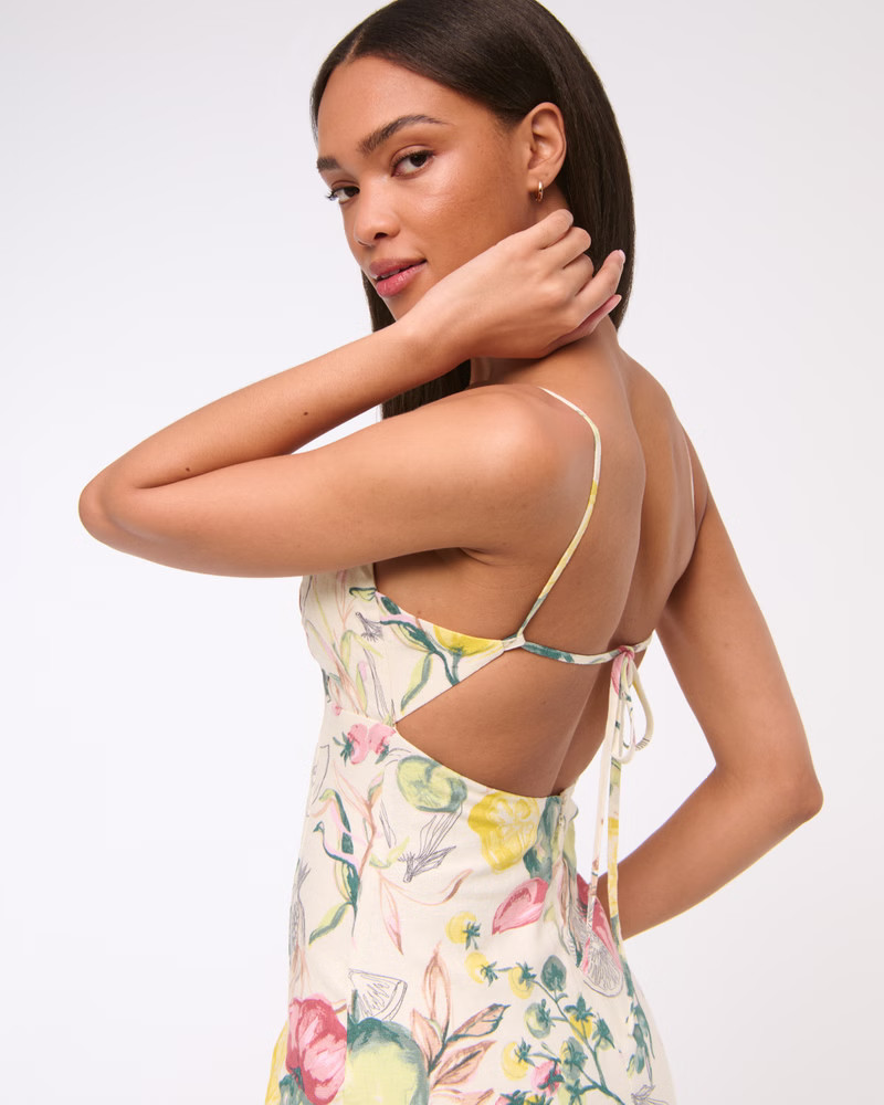 Women's Premium Linen Cutout Midi Dress | Women's Dresses & Jumpsuits | Abercrombie.com | Abercrombie & Fitch (US)