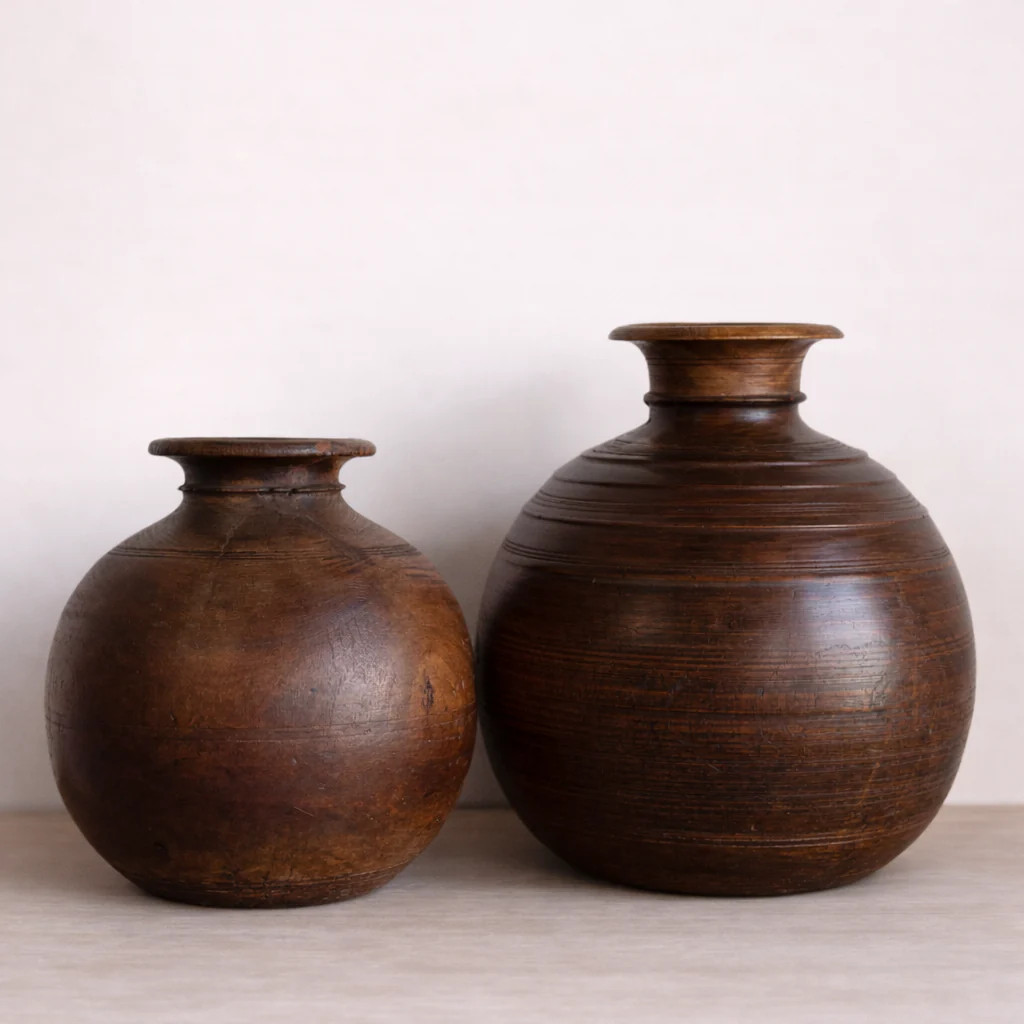 Vintage Wooden Pot | By Luxe B Co | luxe bCO