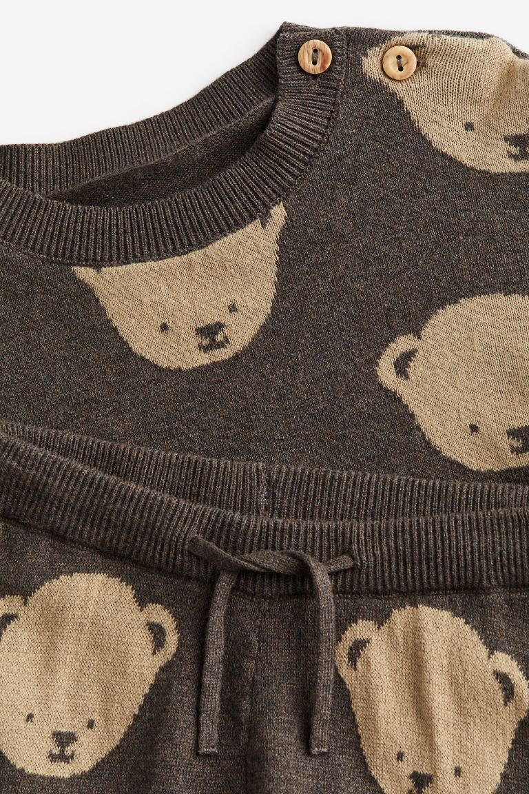 2-piece Jacquard-knit Cotton Set - Brown/bears - Kids | H&M US | H&M (US + CA)