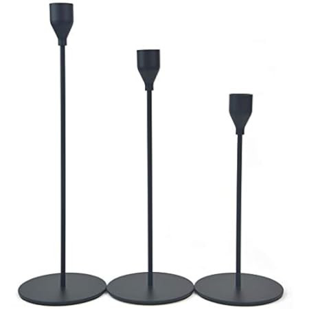 SUJUN Matte Black Candle Holders Set of 3 for Taper Candles, Decorative Candlestick Holder for We... | Amazon (US)