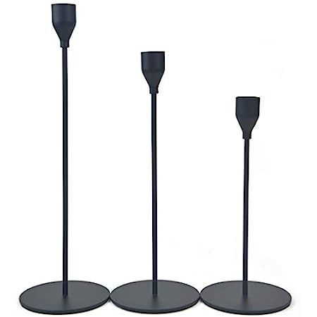 SUJUN Matte Black Candle Holders Set of 3 for Taper Candles, Decorative Candlestick Holder for We... | Amazon (US)