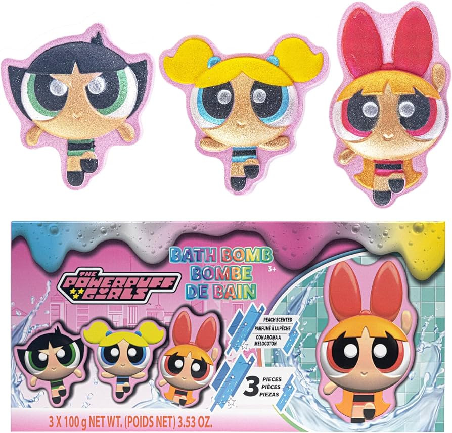 The Powerpuff Girls Bath Bombs for Kids, Fun Bright Rainbow Colors, Peach Scented for Kids, Ages ... | Amazon (US)