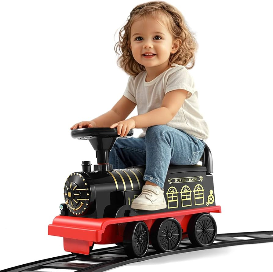 JOYLDIAS 3-in-1 Ride On Train with 16pcs Curved Tracks, 6V Electric Ride On Toy Train for Kids wi... | Amazon (US)