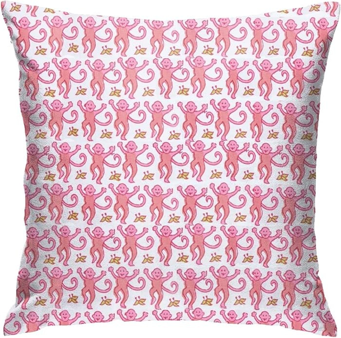 Qesimlt Pink Rabbit Monkeys Pillow Case Square Soft Pillowcase Throw Pillow Cover Home Decor for ... | Amazon (US)