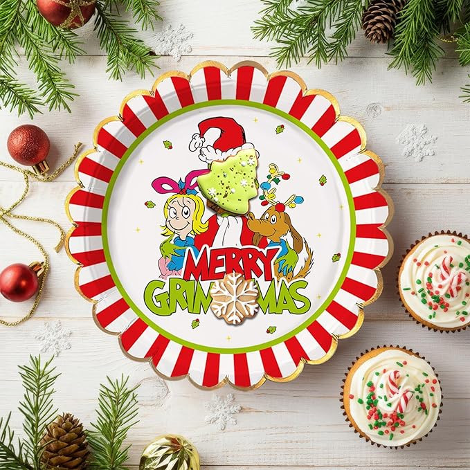 Funny Christmas Paper Plates, 50 Count Disposable Christmas Dinner Plates, Holiday Birthday Party... | Amazon (US)