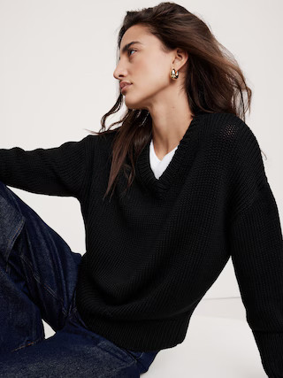 Cotton V-Neck Sweater | Banana Republic (US)