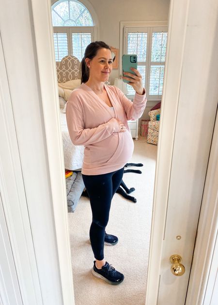 Perfect Maternity & Postpartum Nursing Friendly Top! Comes in several colors. Also obsessed with these Lululemon Align dupe leggings from Amazon, they are non maternity bump friendly!! *Wearing my normal pre-pregnancy size in top (small), went up one size in leggings for the bump  (medium).

#maternity #pregnant #postpartum #nursingfriendly #bumpfriendly #athleisure #momstyle #amazonfinds #lululemondupes 

#LTKtravel #LTKbaby #LTKbump