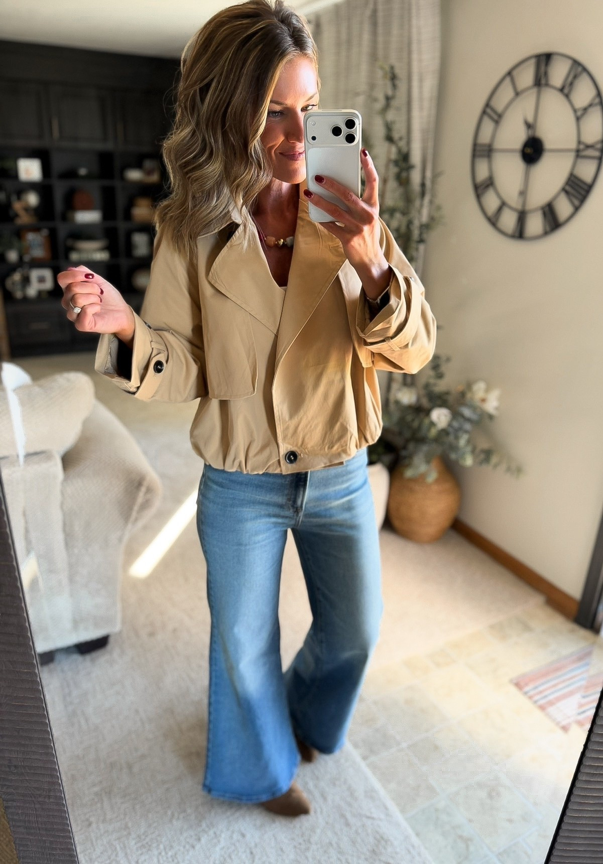 Loving this cropped version of a classic trench coat. 
Wearing small
Jeans 8 regular 
Linked similar boots

#LTKSeasonal #LTKOver40
