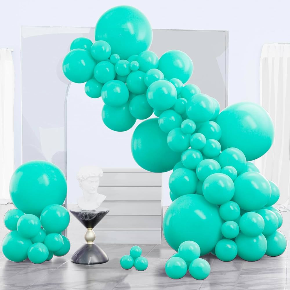 PartyWoo Teal Balloons 140 pcs Different Sizes of 18 12 10 5 Inch Turquoise Aqua Blue Teal Balloo... | Amazon (US)