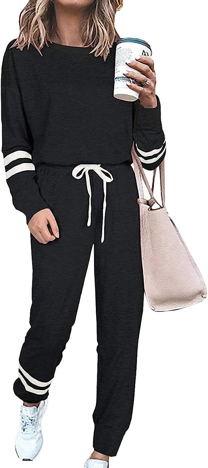 Women's Sweatsuit Sets 2 Pieces Outfits Athletic Clothing Sets Long Sleeve Loungewear Crewneck Jo... | Amazon (US)