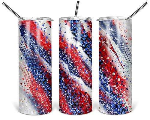 Red White & Blue Milkyway Flag Design Tumbler with Straw Lid Beautiful Cosmic Patriotic Art Gift ... | Amazon (US)