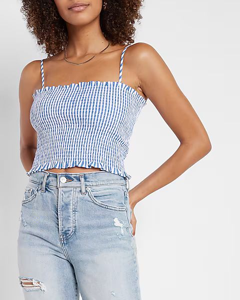Striped Smocked Cropped Cami | Express