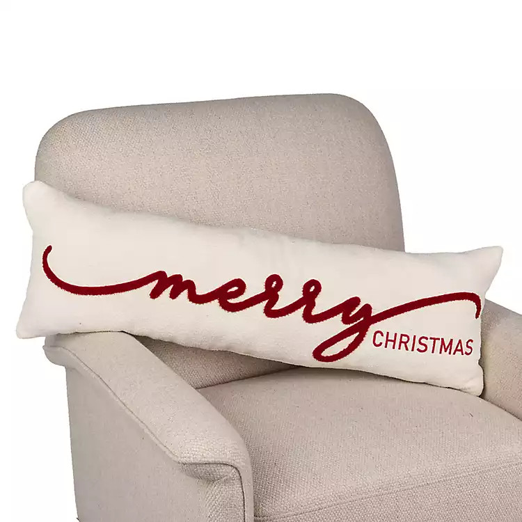 New! Beaded Boucle Merry Christmas Lumbar Pillow | Kirklands