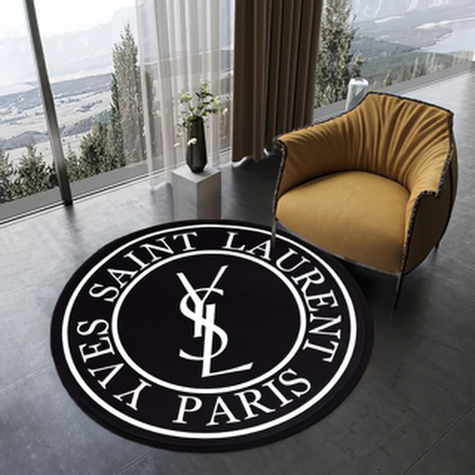 YSL Logo Round Carpet Custom, Supreme Quality Comfortable Floormat Carpet Room Home Decoration | Etsy (US)
