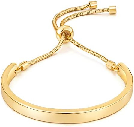 14K Gold Bracelets for Women Adjustable Slider Bracelet Bangle Bracelets for Women Trendy Chain B... | Amazon (US)