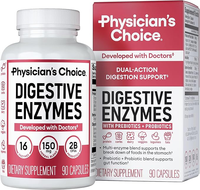 Physician's CHOICE Digestive Enzymes for Bloating & Digestion - Fast-Acting 16 Enzyme Formula wit... | Amazon (US)