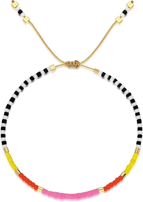 NAZ COLLECTION – Dainty Seed Bead Bracelet, Handmade Multicolor Bohemian Stackable Beaded Brace... | Amazon (US)
