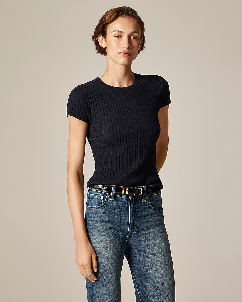 New ribbed featherweight cashmere T-shirt | J. Crew US