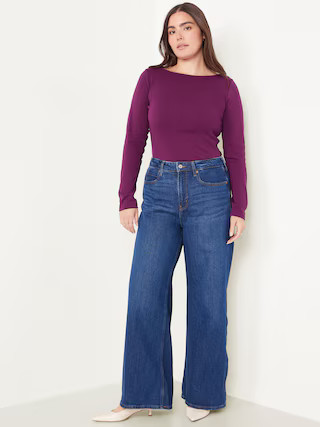 Snug Long-Sleeve Boat-Neck T-Shirt | Old Navy (US)