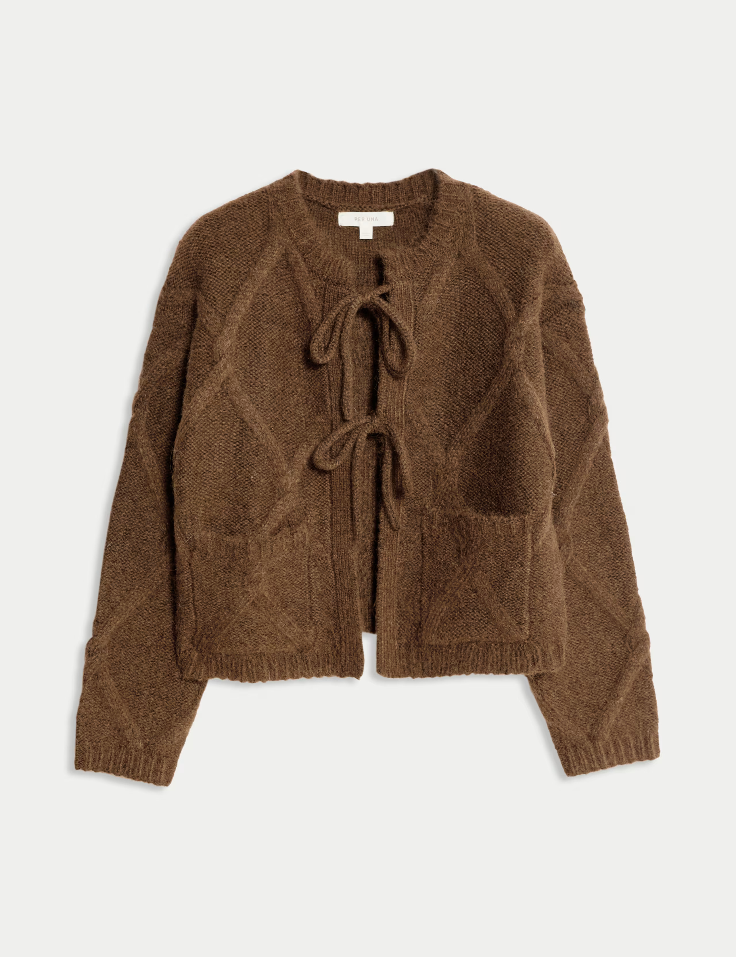 Tie Front Fluffy Cardigan with Alpaca | Marks & Spencer (UK)