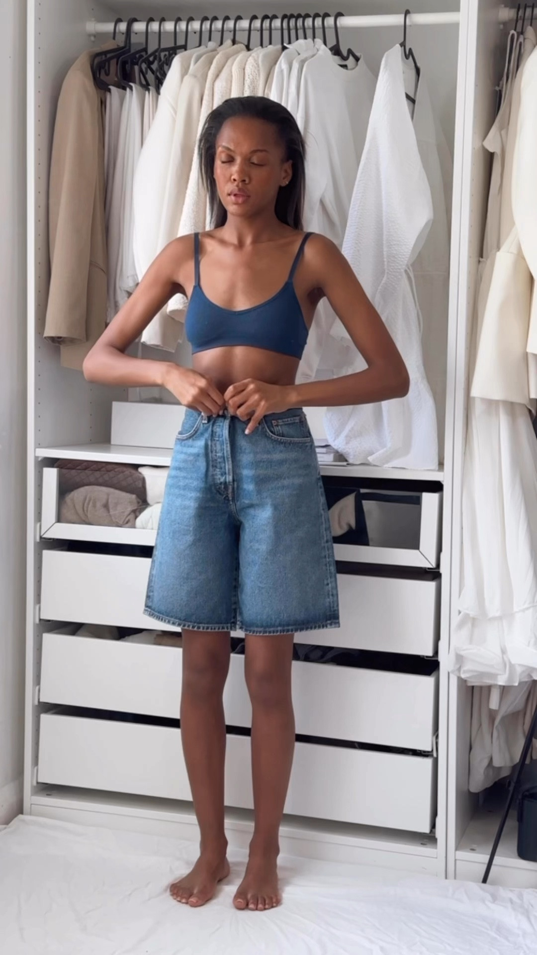 Summer outfit, ballet pumps, leather belt, denim shorts, black turtleneck sweater. 

#LTKuk #LTKstyletip #LTKsummer