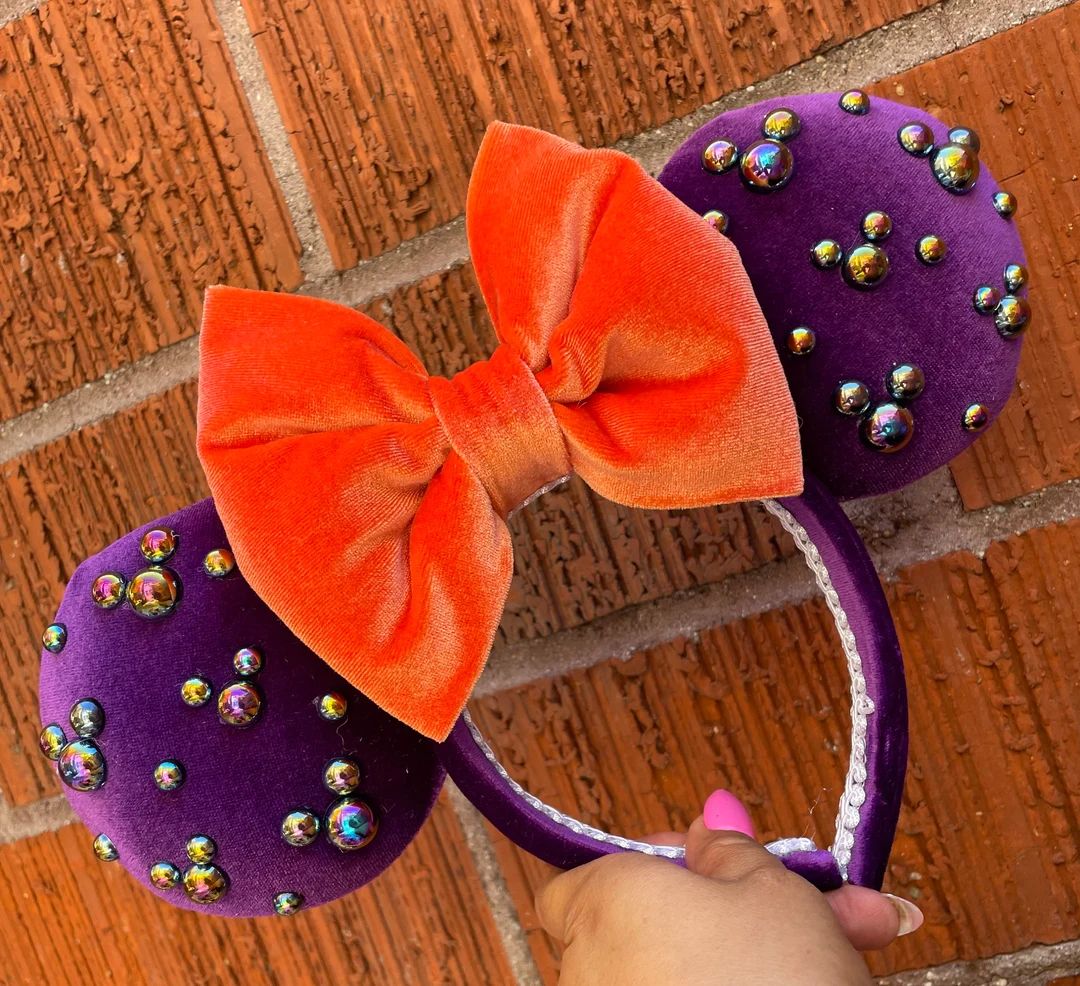 Halloween Minnie Ears/ Velvet Pearl Minnie Ears | Etsy (US)