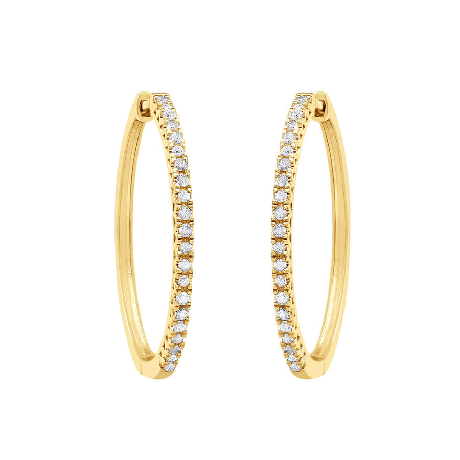 Diamond Muse 0.25 cttw Yellow Gold Over Sterling Silver Diamond Hoop Earrings for Women | Jomashop.com & JomaDeals.com