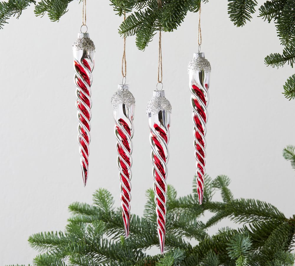 Mercury Glass Candy Cane Icicles Set Of 4 | Pottery Barn (US)