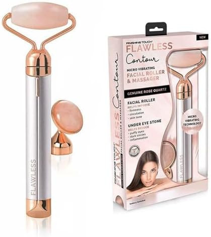 Finishing Touch Flawless Contour Vibrating Facial Roller & Massager, Rose Quartz | Amazon (US)