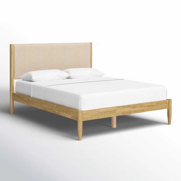 Beiler Solid Wood Boucle Upholstered Headboard Bed Frame | Wayfair North America