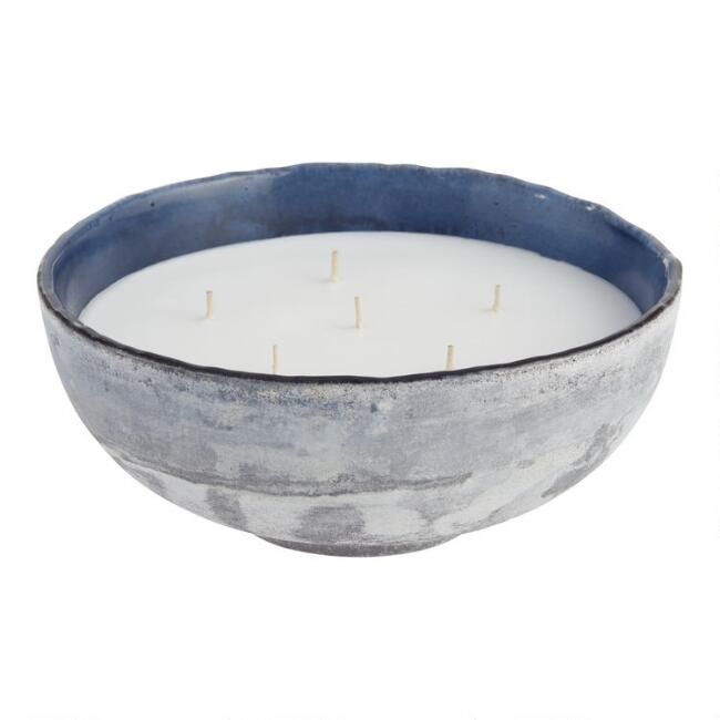 Blue Frosted Glass 5 Wick Citronella Candle | World Market